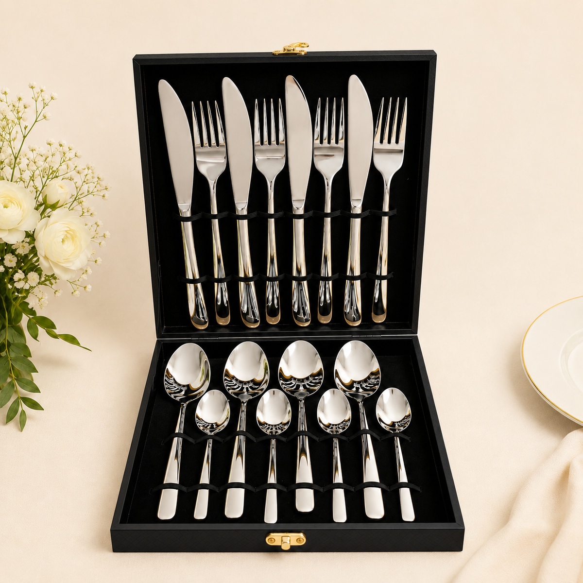 16-Piece Silver Stainless Steel Cutlery Set