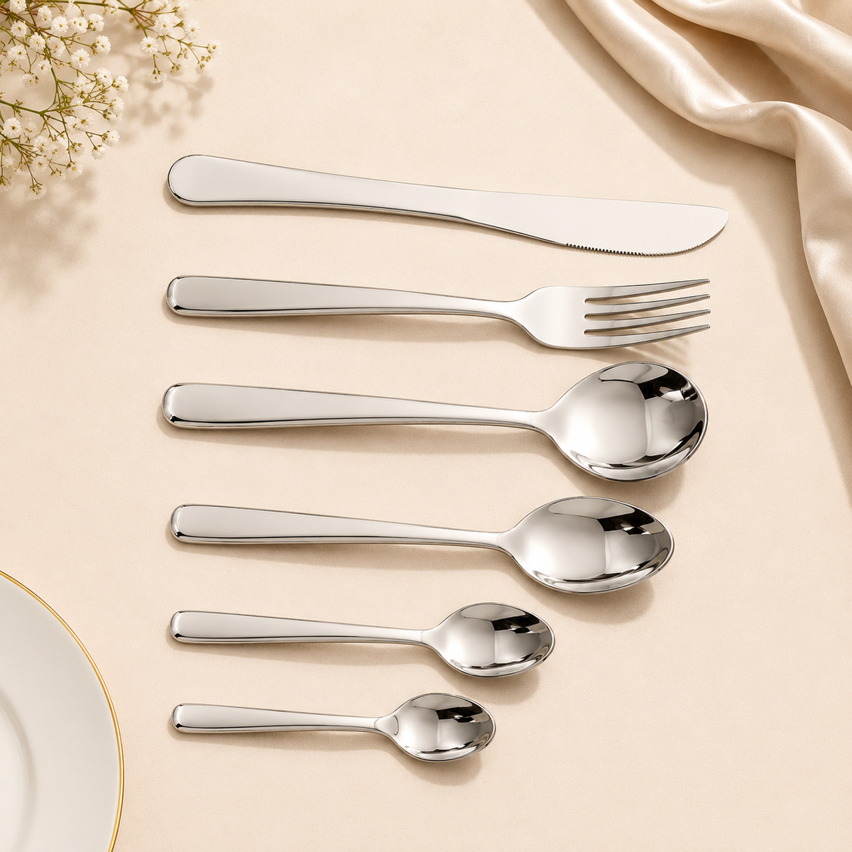 16-Piece Silver Stainless Steel Cutlery Set