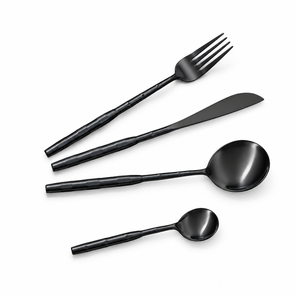 Matte Black Luxury Cutlery Set – 24 Piece