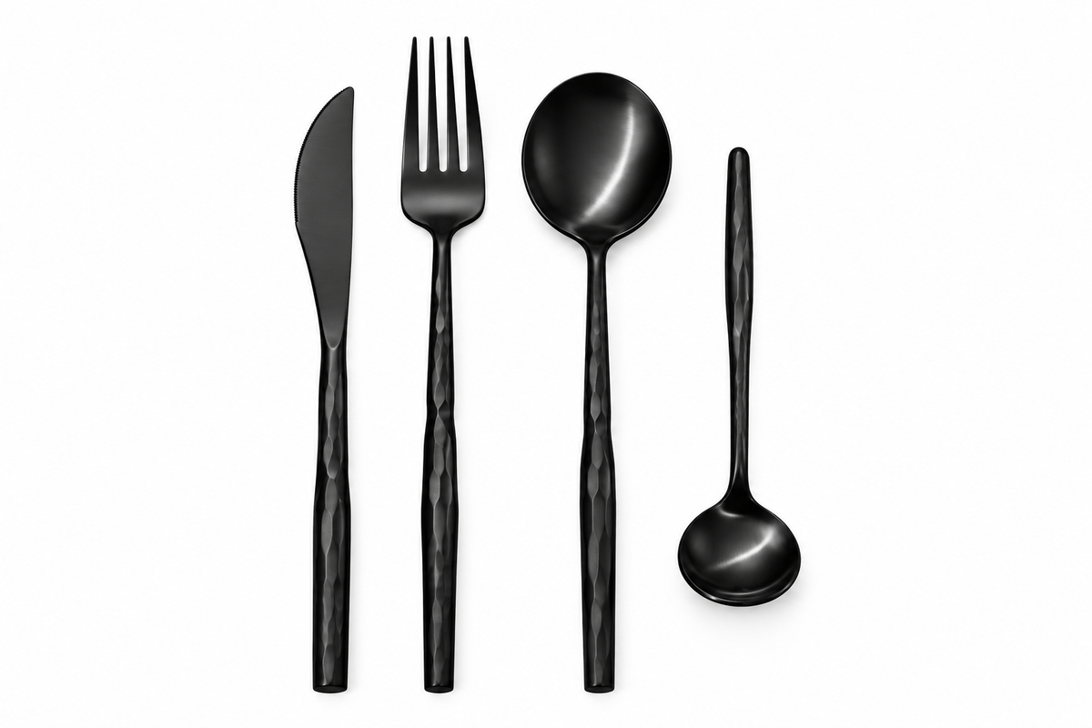 Matte Black Luxury Cutlery Set – 24 Piece