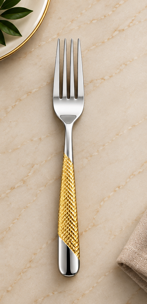 Erlato Semi Gold Luxury Cutlery Set | Gold & Steel Elegance