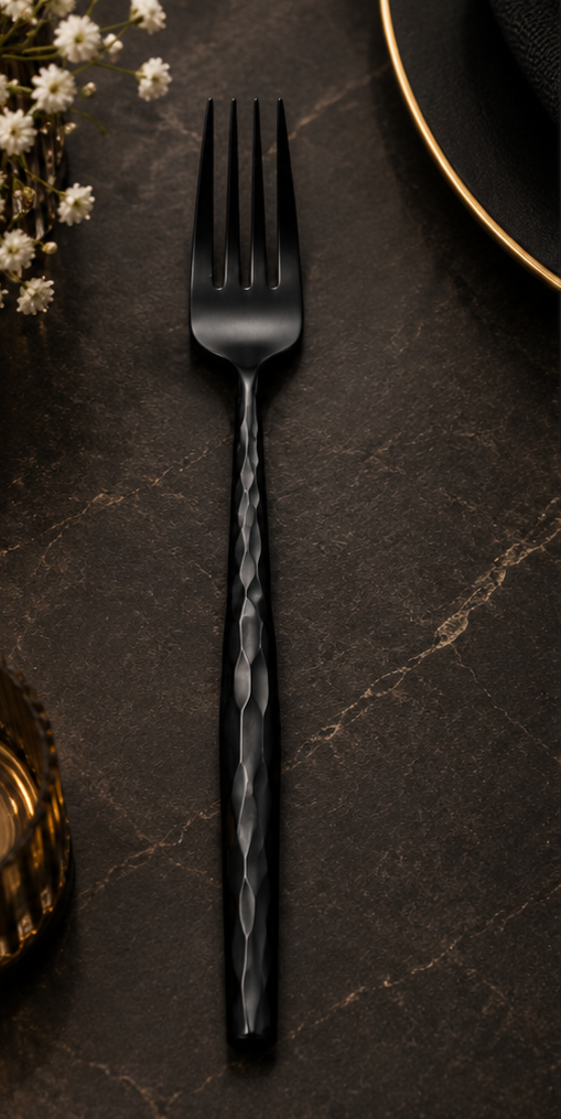 Matte Black Luxury Cutlery Set – 24 Piece