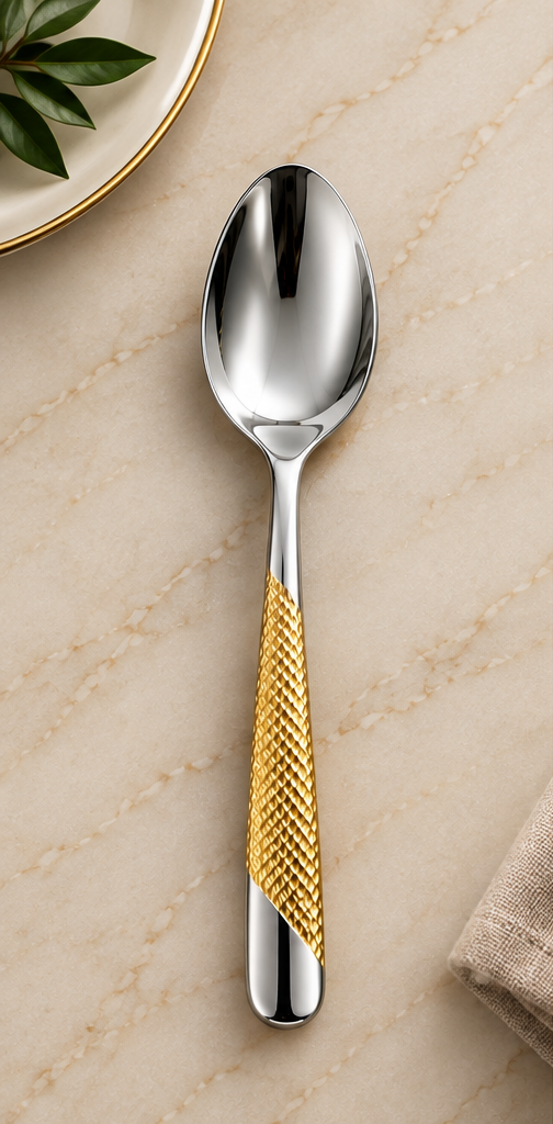 Erlato Semi Gold Luxury Cutlery Set | Gold & Steel Elegance
