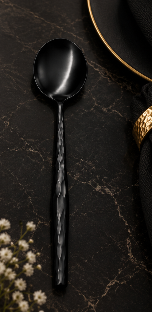 Matte Black Luxury Cutlery Set – 24 Piece